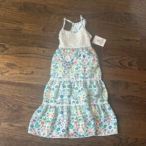 Rare Editions White and Multicolor Floral Kids Dress